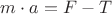 ${m}\cdot{a}={F}-{T}$