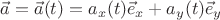 $\vec a = \vec a(t) = a_x(t)\vec e_x + a_y(t)\vec e_y$
