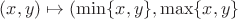 $(x,y) \mapsto (\min\{x,y\},\max\{x,y\}$