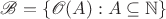 $\mathscr B=\{\mathscr O(A):A\subseteq\mathbb N\}$