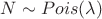 $N \sim Pois(\lambda)$