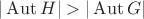 $|\operatorname{Aut}H|>|\operatorname{Aut}G|$