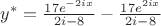 $y^*=\frac{17e^{-2ix}}{2i-8}-\frac{17e^{2ix}}{2i-8}$