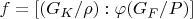 $f=[(G_K/\rho):\varphi(G_F/P)]$