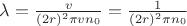$\lambda=\frac{v}{(2r)^2 \pi  v n_0} = \frac{1}{(2r)^2 \pi n_0}$