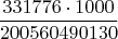 $$\frac{331776\cdot1000}{200560490130}$$