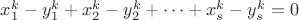 $x_1^k-y _1^k+x_2^k-y_2^k+&hellip;+x_{s}}^{k}-y_{s}^{k}=0$