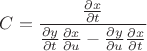 $ C=\dfrac{\frac {\partial x}{\partial t}}{\frac {\partial y}{\partial t}\frac {\partial x}{\partial u} - \frac {\partial y}{\partial u}\frac{\partial x}{\partial t}}$