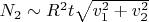 $N_2 \sim R^2 t \sqrt{v_1^2 + v_2^2} $