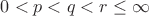 $0<p<q<r\le\infty$