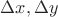 $\Delta x,\Delta y$