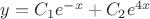 $y=C_1 e^{-x}+C_2 e^{4x}$