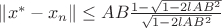 $\[\left\| {{x^*} - {x_n}} \right\| \le AB\frac{{1 - \sqrt {1 - 2lA{B^2}} }}{{\sqrt {1 - 2lA{B^2}} }}\]$