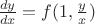 $\frac{dy}{dx}=f(1,\frac{y}{x})$