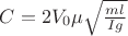$C=2V_{0}\mu\sqrt{\frac{ml_{цм}}{Ig}}$