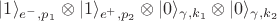 $|1\rangle_{e^-,p_1}\otimes|1\rangle_{e^+,p_2}\otimes|0\rangle_{\gamma,k_1}\otimes|0\rangle_{\gamma,k_2}$