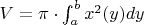 $V = \pi \cdot \int_{a}^{b} x^2(y) dy$