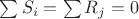 $\sum S_i = \sum R_j = 0$
