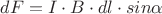${dF} = {I}\cdot{B}\cdot{dl}\cdot{sin{\alpha}}$