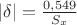 $|\delta|=\frac {0,549}{S_x}$