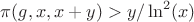 $\pi(g,x,x+y)>y/\ln^2(x)$