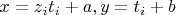 $x=z_it_i+a, y=t_i+b$