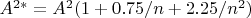 $A^{2*} = A^2(1+0.75/n +2.25/n^2)$