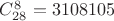 $C_{28}^8=3108105$