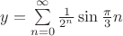 $y=\sum\limits_{n=0}^{\infty}\frac{1}{2^n}\sin\frac{\pi}{3}n$