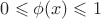 $\[
0 \leqslant \phi (x) \leqslant 1
\]$