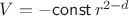 $V=-\mathsf{const}\,r^{2-d}$
