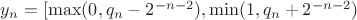 $y_n  = [\max(0, q_n - 2^{-n-2}), \min(1, q_n + 2^{-n-2})$
