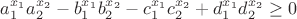$a_1^{x_1}a_2^{x_2}-b_1^{x_1}b_2^{x_2}-c_1^{x_1}c_2^{x_2}+d_1^{x_1}d_2^{x_2}\ge 0$