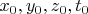 $x_0, y_0, z_0, t_0$