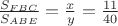 $\frac{S_{FBC}}{S_{ABE}}=\frac{x}y=\frac{11}{40}$