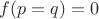 $f(p=q)=0$