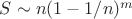 $S\sim n(1-1/n)^m$
