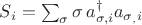 $S_i = \sum_{\sigma} \sigma \, a^{\dagger}_{\sigma, i} a_{\sigma_, i}$