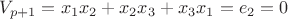 $V_{p+1}=x_1x_2+x_2x_3+x_3x_1=e_2=0$