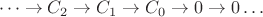 $$
\dots \rightarrow C_2 \rightarrow C_1 \rightarrow C_0 \rightarrow 0 \rightarrow 0 \dots
$$