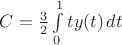 $C=\frac{3}{2}\int\limits_0^1 ty(t)\,dt$