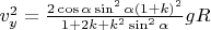 $v_y^2=\frac{2\cos\alpha\sin^2\alpha(1+k)^2}{1+2k+k^2\sin^2\alpha}gR$