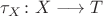 $\tau_X\colon X\longrightarrow T$