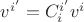 $v^{i'} = C^{i'}_i v^i$