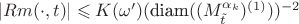 $|Rm(\cdot,t)| \leqslant K(\omega')(\text{diam}  ((M_{\tilde{t}}^{\alpha_k})^{(1)}))^{-2}$