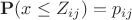 $$ \mathbf{P}(x \le Z_{ij}) = p_{ij} $$