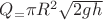 $Q_ =\pi R^2 \sqrt{2g h_}$