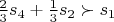 $ \frac{2}{3}  s_{4} +  \frac{1}{3}  s_{2}  \succ   s_{1}  $
