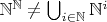$\mathbb{N}^\mathbb{N} \neq \bigcup_{i\in\mathbb{N}} \mathbb{N}^i$