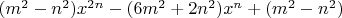 $(m^{2} - n^{2}) x^{2n} - (6 m^{2} + 2 n^{2}) x^n + (m^{2} - n^{2})$